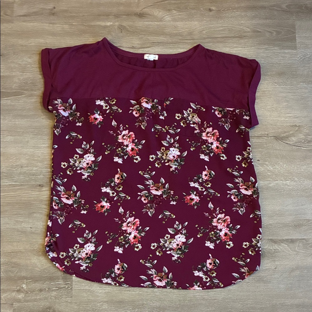 Chic Floral Maroon Blouse for Women
